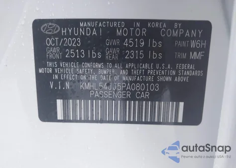 2023 Hyundai Sonata Hybrid Limited from USA, damaged, VIN KMHL54JJ5PA080103